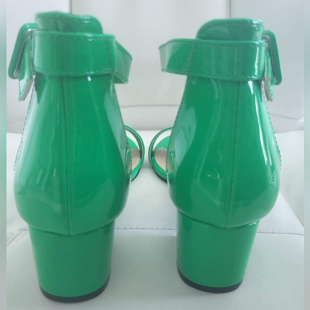 Allegra K Vibrant Green Patent Heels - Picture 2 of 6